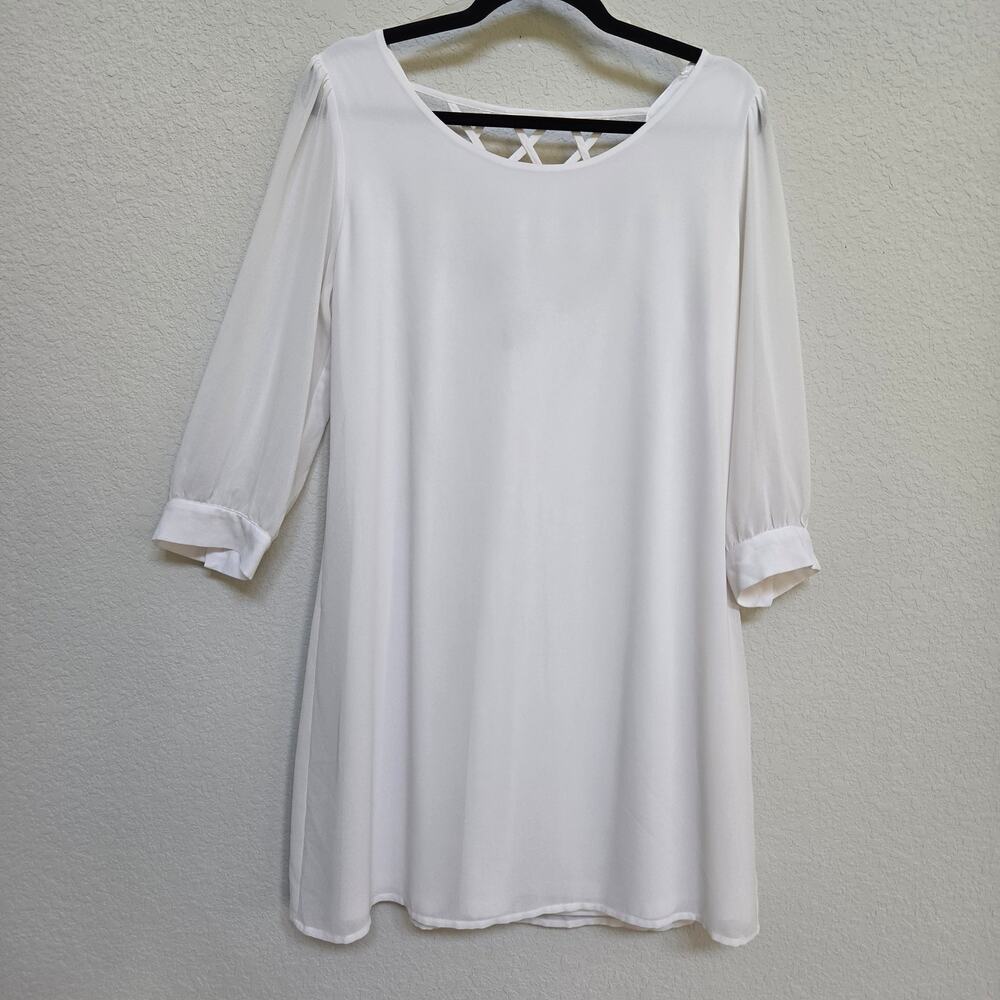 HeartSoul White Mini Dress Womens  M / L Spring Summer Sheer Mod Going out